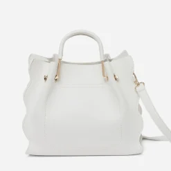 Sac à main blanc à ruban or