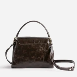 Sac à main marron foncé patiné forme trapèze