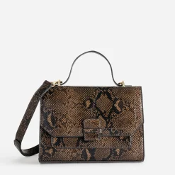 Sac à main marron imprimé effet python