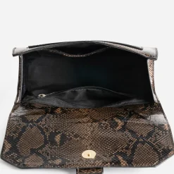 Sac à main marron imprimé effet python