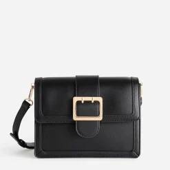 Sac à main noir avec boucle métal