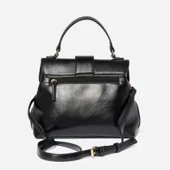 Sac à main noir avec boucle ronde métal