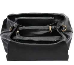 Sac à main noir avec boucle ronde métal