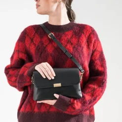 Sac à main noir double compartiment zippé