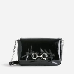 Sac à main TEXTO noir glacé décor mors