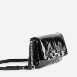 Sac à main TEXTO noir glacé décor mors