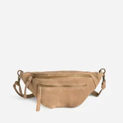 Sac banane TEXTO beige cuir velours