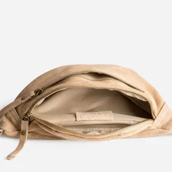 Sac banane TEXTO beige cuir velours