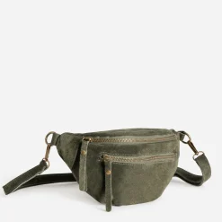 Sac banane TEXTO kaki cuir velours