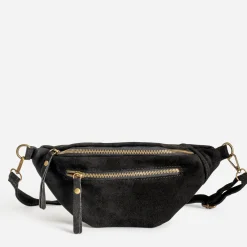 Sac banane TEXTO noir cuir velours
