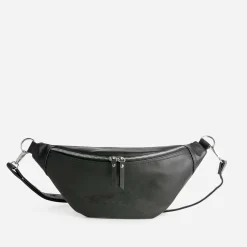 Sac banane TEXTO noir zip argenté