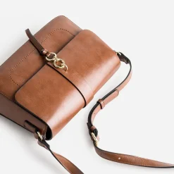 Sac bandoulière cognac avec double anneaux