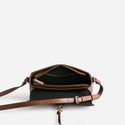 Sac bandoulière cognac avec double anneaux