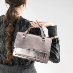 Sac bandoulière gris foncé métallisé