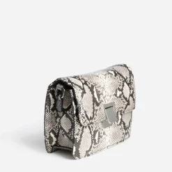 Sac bandoulière noir effet python