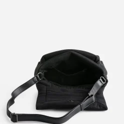 Sac bandoulière TEXTO noir irisé textile suédé