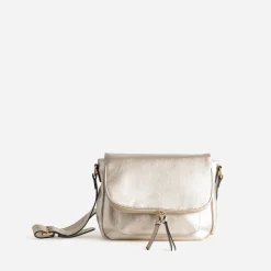 Sac besace doré avec rabat zippé