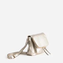 Sac besace doré avec rabat zippé