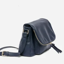 Sac besace marine avec rabat zippé