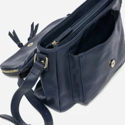 Sac besace marine avec rabat zippé