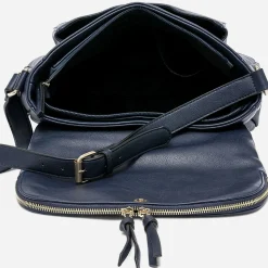 Sac besace marine avec rabat zippé