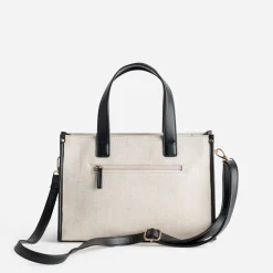 Sac cabas beige et noir bi-matière