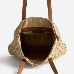 Sac cabas beige foncé paille papier
