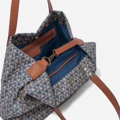 Sac cabas bleu à imprimé minimaliste