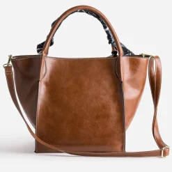 Sac cabas cognac décor foulard