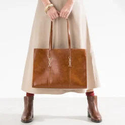 Sac cabas cognac détails bijou