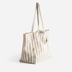 Sac cabas écru rayures beiges