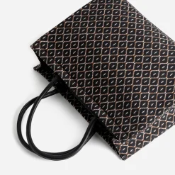 Sac cabas noir en textile à motif graphique