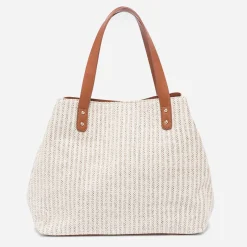 Sac cabas paille beige effet tressé