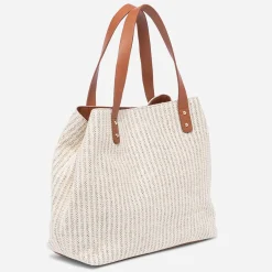 Sac cabas paille beige effet tressé