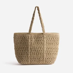 Sac cabas TEXTO beige en raphia