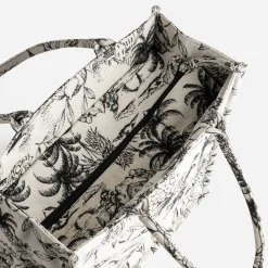 Sac cabas TEXTO beige jacquard motif villages