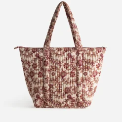Sac cabas TEXTO beige motif floral rouge