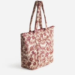 Sac cabas TEXTO beige motif floral rouge