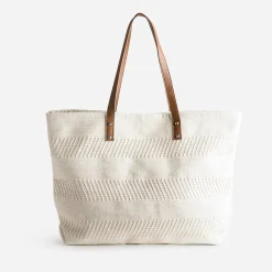 Sac cabas TEXTO écru textile tissé