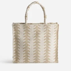Sac cabas TEXTO écru tressage beige