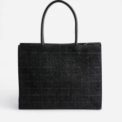 Sac cabas TEXTO noir pailleté façon tweed