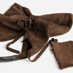 Sac hobo TEXTO marron cuir velours