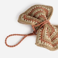 Sac TEXTO beige, écru et terracotta tressé