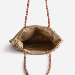 Sac TEXTO beige, écru et terracotta tressé