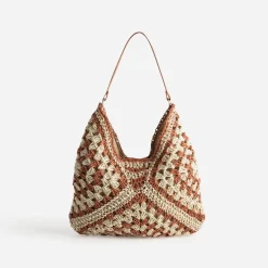 Sac TEXTO beige et brique tressé