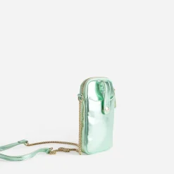 Sac vert métallisé pour téléphone portable