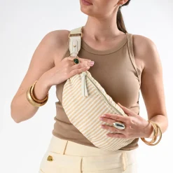 Sac-banane jaune toile motif rayures