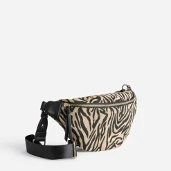 Sac-banane TEXTO beige foncé motif zèbre