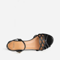 Sandale à talon noire cuir