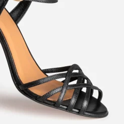 Sandale à talon noire cuir